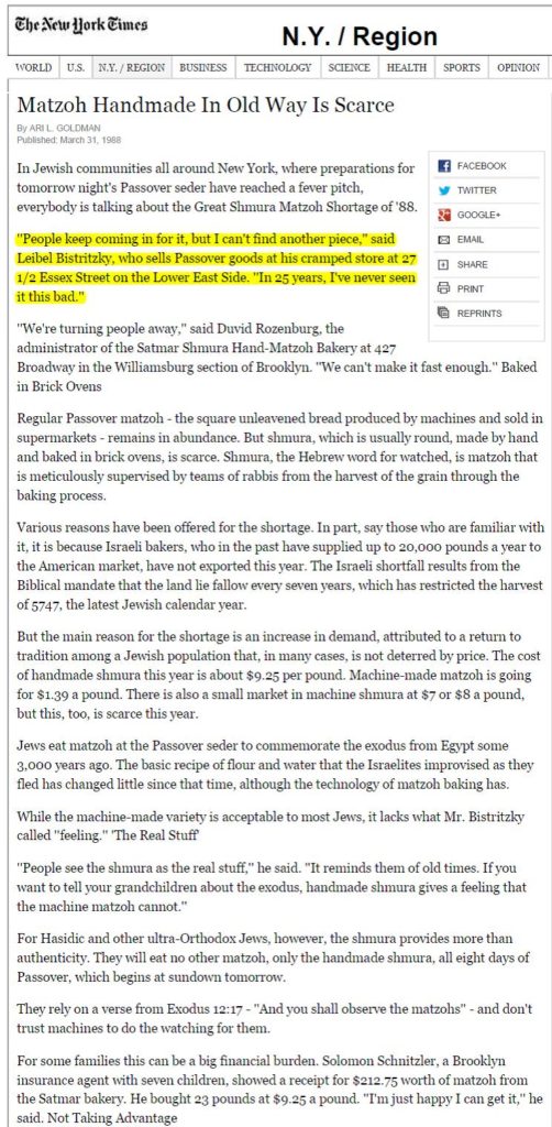 NYT article matzah daddy